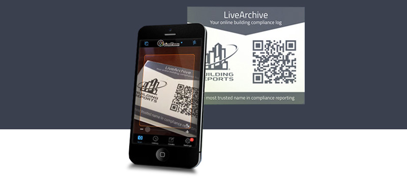 phone Phone camera capturing LiveArchive QR code.